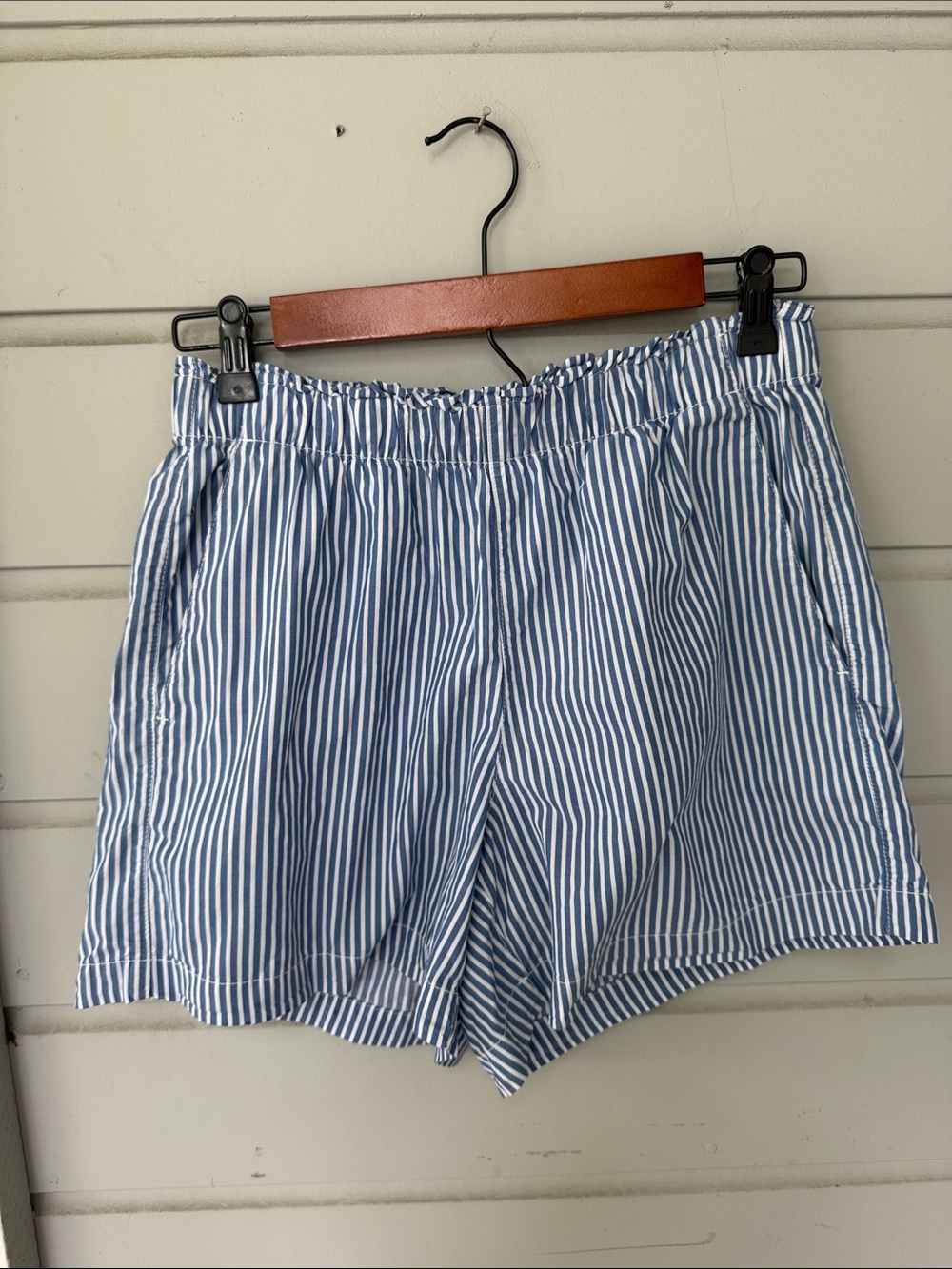 Old Navy Blue & White Striped Elastic Waist Boxer Style Shorts